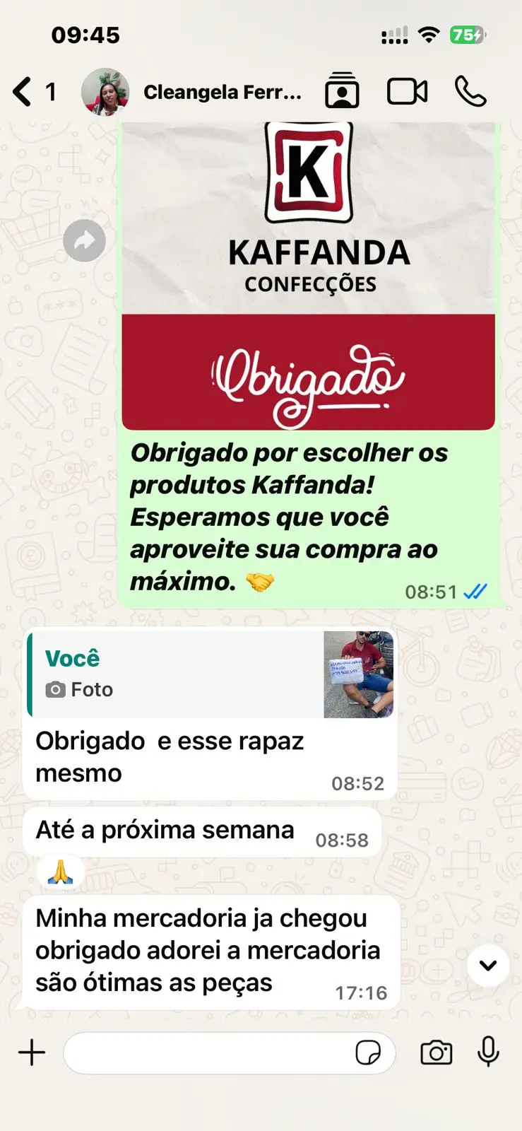 Depoimento de cliente da Kaffanda Confecções 03